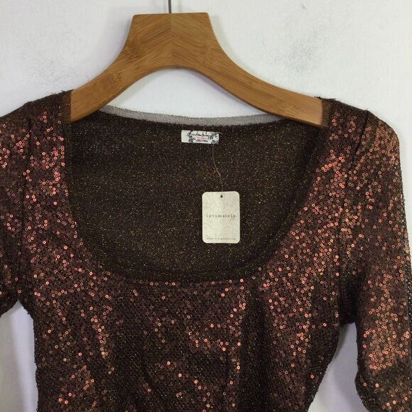 Free People Women's Intimately Late Night Disco Layering Top Brown Size M NWT - Picture 3 of 16
